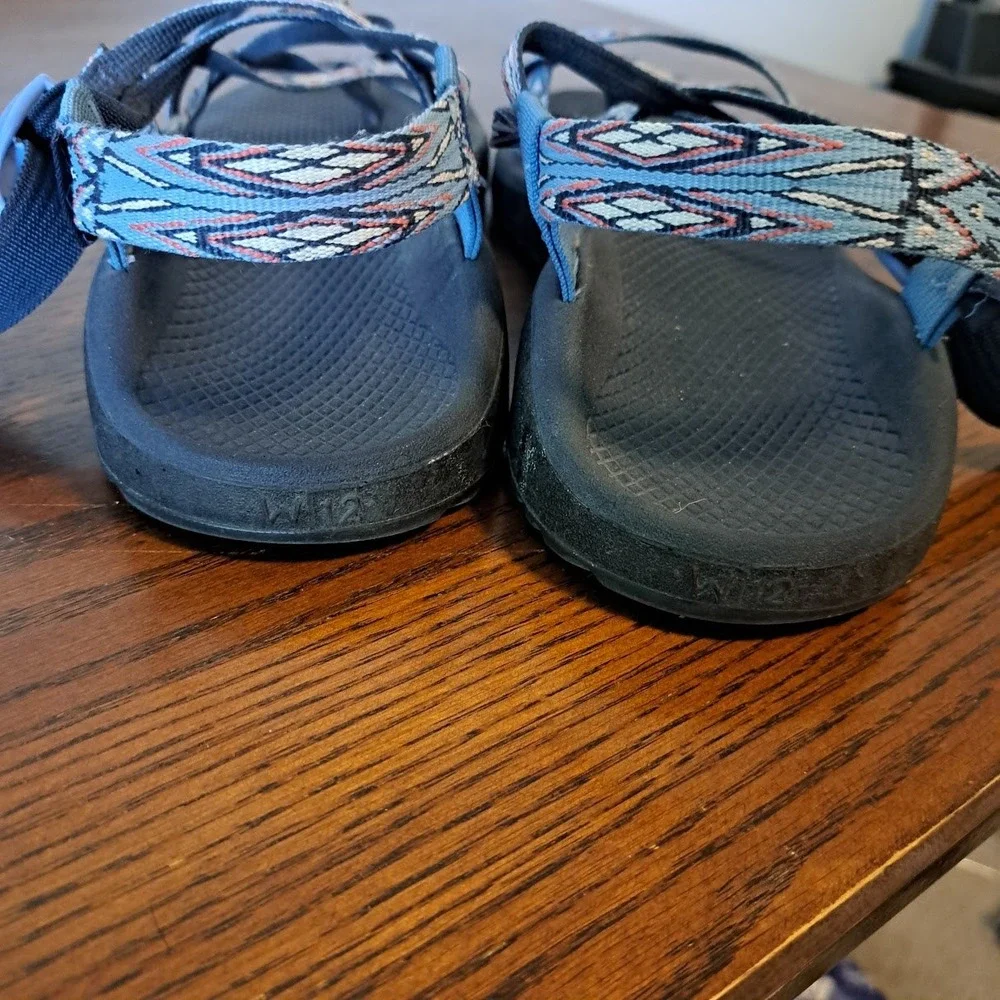 Chaco Z Cloud 2 Womens 12 Blue Multi Strap Toe Loop Hiking Sandals